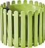 A green planter with a built-in water reservoir and a decorative picket fence surround. Produktbild-Vorschau