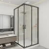 A modern bathroom with a glass shower enclosure and a vanity. Produktbild-Vorschau