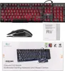 A collage of product images showing a gaming keyboard and mouse combo, its packaging, and a user manual. Produktbild-Vorschau