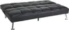 A black faux leather sofa bed with tufted cushions and chrome legs, shown from a slight angle against a white background. Produktbild-Vorschau