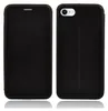 A black flip case for a smartphone is shown from the front and back. Produktbild-Vorschau