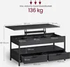 A diagram showing the dimensions of a lift-top coffee table. Produktbild-Vorschau