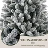 A close-up view of a frosted artificial Christmas tree with text overlay. Produktbild-Vorschau