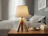 Kleine Tischlampe skandinavisch mit Holz & Leinen Produktbild-Vorschau 9