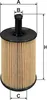 A diagram of an oil filter with measurement labels. Podgląd zdjęcia produktu