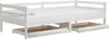 A white wooden daybed with two drawers pulled out from underneath. Produktbild-Vorschau