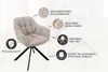 A chair with feature callouts and close-ups of the fabric. Produktbild-Vorschau