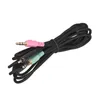 A close-up shot of a black audio cable with three different colored connectors (pink, black, and green) on a white background. Podgląd zdjęcia produktu