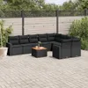 Design 10-tlg. Garten-Sofagarnitur mit Kissen Schwarz Poly Produktbild-Vorschau 1