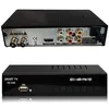 The image shows the front and back views of a black DVB-T2 receiver. Voir les images du produit