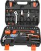 A black toolbox filled with various tools, laid out neatly. Náhled obrázku produktu