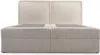 A bed with a headboard and base, upholstered in cream-colored corduroy fabric. Produktbild-Vorschau