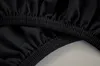A close-up view of black fabric with elastic gathering, likely a fitted sheet or similar bedding. Produktbild-Vorschau