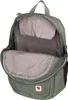 The inside of an open green backpack is shown. Voir les images du produit