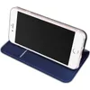 A smartphone in a blue flip case, shown at an angle. Produktbild-Vorschau