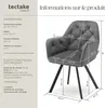 Fauteuil pivotant en velours Lucia, rembourré - gris Voir les images du produit 6
