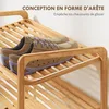 HOMCOM Étagère à chaussures en bambou à 3 niveaux, Voir les images du produit 6