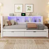 Kiefernholz-Schlafsofa mit Schubladen, dimmbarer LED, USB & Produktbild-Vorschau 8