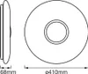 Technical drawing of a round LED light fixture with dimensions. Produktbild-Vorschau