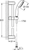 A technical drawing of a shower set with dimensions. Produktbild-Vorschau