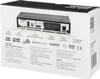 The back of the product packaging for a satellite receiver, showing connection ports and feature descriptions. Voir les images du produit