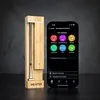 A Meater Pro Bluetooth Grill Thermometer and its companion smartphone app are displayed on a dark surface. Produktbild-Vorschau