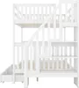 A white bunk bed with stairs and a drawer is shown against a white background. Náhled obrázku produktu
