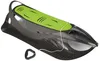 A black and green sled with a white rope and handle, isolated on a white background. Podgląd zdjęcia produktu