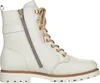A white leather lace-up boot with a side zipper and gold-tone hardware, shown from the side against a white background. Produktbild-Vorschau