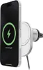 A smartphone is magnetically attached to a car charger mount, which is plugged into a car's air vent. The phone screen displays a charging icon and "100% Charged". Anteprima dell’immagine prodotto