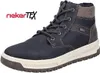 A single navy blue Rieker men's boot with a cream-colored sole and brown accents. Anteprima dell’immagine prodotto