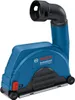 A blue and black Bosch dust extraction hood for an angle grinder, shown against a white background. Voir les images du produit
