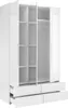 An open white wardrobe with shelves and a hanging rod. Produktbild-Vorschau