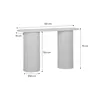 A white console table with fluted cylindrical legs, shown with dimensions indicated by lines and text. Anteprima dell’immagine prodotto