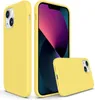 Three yellow iPhone cases are displayed against a white background. One case is shown from the side, another from the front with a phone inside, and a third from the back. Anteprima dell’immagine prodotto