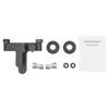 A black faucet and its accessories are laid out on a white background. Produktbild-Vorschau