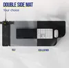 A desk mat with two different surfaces, one felt and one eco-leather, with a keyboard and mouse on it. A watch is also charging on the left side. Produktbild-Vorschau