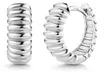 Gerippte Creolen 925 Silber - Damen Ohrringe Klappcreolen Produktbild-Vorschau 1