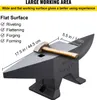 An anvil with a hammer on top, with dimensions and features listed. Náhled obrázku produktu