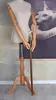 A wooden mannequin torso and arms are holding a brown wooden cane with a silver knob. A painting of a cat is in the background. Náhľad obrázku produktu