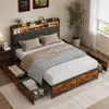 INONEFT Polsterbett 180x200 mit LED Beleuchtung, Type-C und Produktbild-Vorschau 1