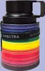 A close-up shot of a perfume bottle with a rainbow-colored body and a black cap. Voir les images du produit