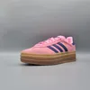A single pink Adidas Gazelle Bold sneaker is shown against a plain gray background. Náhled obrázku produktu