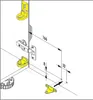 Diagram showing installation of cabinet hardware with measurements. Voir les images du produit