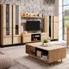 Homestyle4u Wohnwand Eiche Schrankwand Schwarz Anbauwand Produktbild-Vorschau 1
