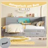 A child's bedroom with a gray bed frame featuring storage drawers and LED lighting. Podgląd zdjęcia produktu