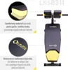 A fitness bench with descriptive text and close-up images of its features. Produktbild-Vorschau