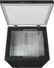 An open black chest freezer with a white interior and a white wire basket inside. Produktbild-Vorschau