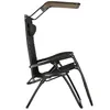 A black reclining garden chair with a brown canopy, shown from the side against a white background. Produktbild-Vorschau
