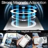 A collage of images showing a phone case with magnetic adsorption features and compatible MagSafe accessories. Podgląd zdjęcia produktu
